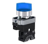 5 piezas de botón selector de interruptor de 22 mm con longitud 2/3 Posición 10A ON/OFF interruptor de encendido interruptor giratorio pestillo momentáneo 220V 380V (azul, 2POSITION 1NO_SELF-RESET_24V