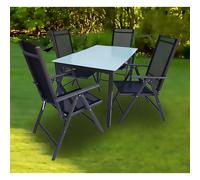 5 piezas de muebles de jardín de cristal de aluminio jardín conjunto de asientos grupo de comedor grupo de mesa sillas 140 MA Antracita