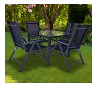 5 piezas de muebles de jardín de cristal de aluminio jardín conjunto de asientos grupo de comedor grupo de mesa sillas 80 SW 5 piezas de muebles de jardín de cristal de aluminio jardín conjunto de asi