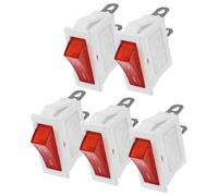 5 Piezas Interruptor de Reemplazo 250 V 6, Luz | Botón Tipo Barco de 2 Posiciones, Cuerpo ABS Blanco, Montaje en Panel para Reparación Diaria