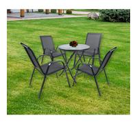 5 piezas muebles de jardín conjunto de jardín plegable apilable grupo de asientos grupo de comedor mesa de bistro apilable silla de respaldo alto conjunto Sonlas Antracita
