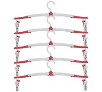 5 Piezas Perchas de Viaje Plegables Clips, ABS Rojo, Ganchos 360° | Diseño Portátil y Plegable, Almacenamiento Apilable, para Camping y Dormitorio, Evita Arrugas