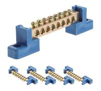 5 Piezas Terminal de Distribución de Latón, 8 Posiciones | Barra Colectora Aislada Azul, y Zinc, Instalación Fácil, Resistente al Calor, para Caja Eléctrica