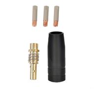 5 puntas de contacto para soldador MIG de 0,6 a 1,2 mm con boquilla recubierta negra y soporte de punta para linterna MB15AK, accesorios de alta conductividad de cobre rojo para tareas de soldadura