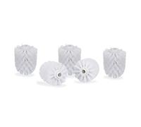 5 Recambios Escobilla de Baño, Set de Cabezales Repuesto WC, Plástico, Rosca 12 mm, ⌀ 7 cm, Blanco