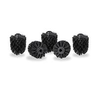 5 Recambios Escobilla de Baño, Set de Cabezales Repuesto WC, Plástico, Rosca 12 mm, ⌀ 7 cm, Negro
