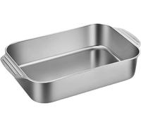 5 tamaños de bandeja rectangular profunda, bandeja para hornear, acero inoxidable, bandeja para lasaña con asas, bandeja para pescado, apta para hornear pasteles y galletas, recipiente para alimentos,
