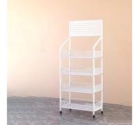 5-Tier Metal Display Rack, estantería de comestibles comerciales con Ganchos y Ruedas, Heavy Duty Snack Organizador para Supermarket Pantry Kitchen, Negro 60x27x165cm