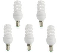 5 uds Bombilla bajo consumo espiral mini, casquillo pequeño E14, luz calida/amarilla 3000K, larga duracion, 5W/7W/15W/18W/20W, Don Feliz