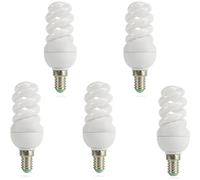 5 uds Bombilla bajo consumo espiral mini, casquillo pequeño E14, luz calida/amarilla 3000K, larga duracion, 5W/7W/15W/18W/20W, Don Feliz