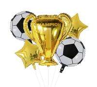 5 uds. Globos de aluminio estrella fútbol con trofeo dorado 18 pulgadas, decoración for fiesta cumpleaños for hombre, juegos deportivos, bolas aire para Fiestas(Color3)