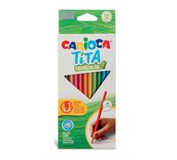 5 Unidades Carioca Tita Pack de 12 Lapices Triangulares de Resina - Cuerpo Triangular - Colores Brillantes y Lavables - Escritura Blanda - Mina Ø 3mm - Color Varios