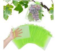 50/100 bolsas de protección de frutas, bolsas de red de frutas con cordón penetrante bolsas de frutas ligeras para árboles frutales, bolsa de malla para plantas, frutas, flores y verduras (verde, 20 x