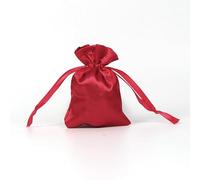50 bolsas de tela de satén, 8 x 11 cm, bolsas de tela para rellenar, bolsas de joyería con cordón para joyas, bodas, Navidad, cumpleaños, fiestas, regalos, color rojo vino