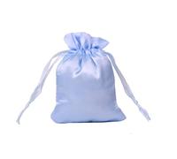50 bolsas de tela de satén, 8 x 11 cm, bolsas de tela para rellenar, bolsas de joyería con cordón para joyas, bodas, Navidad, cumpleaños, fiestas, regalos, color azul cielo