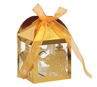 50 cajas de dulces de elefante, caja de recuerdos de fiesta de boda con cintas, caja de chocolate para baby shower, decoración de fiesta de cumpleaños