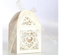 50 cajas de regalo huecas, para invitados, para bodas, bautizos, cumpleaños, fiestas, decoración de mesa de novios, embalaje de regalo, color marfil