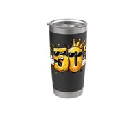 50 cumpleaños divertidos números sonrientes con corona retro fiesta Vaso térmico de acero inoxidable de doble pared