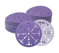 50 discos de lija de cerámica con múltiples agujeros de 6 pulgadas, disco de papel de lija de grano 150, papel de lija orbital sin polvo y respaldo de película para metal y madera