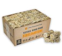 50 encendedores de lana de madera para un encendido seguro, limpio e inodoro de leña y quemadores de leña, barbacoas, hornos de pizza y más. El iniciador de fuego perfecto para cualquier ocasión.
