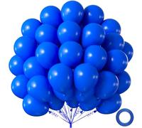50 globos azul real de 12 pulgadas, globos de látex azul oscuro mate con cinta y pegamentos para graduación 2026, cumpleaños de niños, baby shower, decoraciones del día del padre