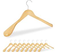 50 perchas para trajes en un set, con hombrera ancha, gancho giratorio de 360°, ideales para trajes y chaquetas, perchas de madera, color natural