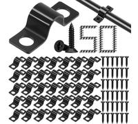 50 Piezas Abrazaderas Metalicas para Tubos Abrazaderas para Tubos Grapas Cable Pared U Clamp Negras 6 mm de Diámetro Doble Orificio con 100 Tornillos Ideales para la Fijación de Tubería Cable y Valla