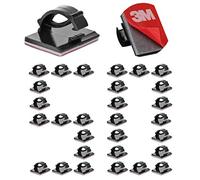 50 Piezas Clips para Cables Duraderos de 3M, Sujeta Cables Adhesivo Ajustable, Organizador Autoadhesivo de Exteriores para Navidad y Luces de Hadas Hogar TV Cargador PC (Negro)