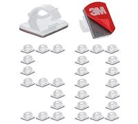 50 Piezas Clips para Cables Duraderos de 3M, Sujeta Cables Adhesivo Ajustable, Organizador Cables Autoadhesivo de Exteriores para Navidad y Luces de Hadas Hogar TV Cargador PC (Blanco)