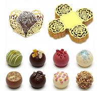 50 piezas de moldes de papel para bombones, moldes pequeños papel para muffins, mini chocolates, ideales trufas, muffins, cupcakes, decoraciones cumpleaños y bodas