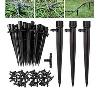 50 Piezas Goteros de Riego Kit Riego por Goteo Micro Aspersores de Riego Ajustables Gotero Vertical con 50 Piezas Conector de Manguera en T para Conectar Manguera de 4/7 mm