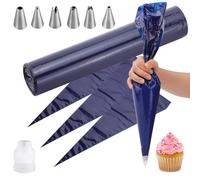 50 Piezas Mangas Pasteleras Desechables, Extra Grandes, Gruesas | Bolsas de Manga Pastelera Desechables con Boquillas Manga Pastelera para Galletas, Cupcakes, Postres, Decoración de Pasteles