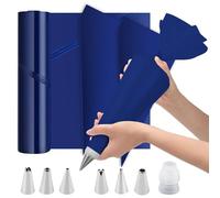50 Piezas Mangas Pasteleras Desechables Grandes 51.5cm para Pasteles | Bolsas de Manga Pastelera Desechables + 6 Boquillas en Acero Inoxidable + 1 Adaptadores para Decoración Galletas Cupcakes