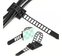50 Piezas Organizadores de Cables Autoadhesivos, Clips para Cables con Adhesivo y Opción de Tornillo, Bridas de Nailon Ajustables y Reutilizables para Uso en Oficinas, Domésticas