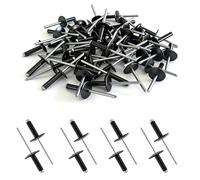 50 Piezas Remaches Ciegos de Aluminio, Remaches Ciegos Aluminio con Grande, Brida Grande de 4,8 MMx 20 MM, Set de Remaches de Núcleo, Compatible para Uso Doméstico (Negro) (Negro, M4.8 * 20)