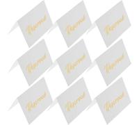 50 Piezas Señal Reservada de Mesa de Papel, Doble Cara | Diseño Tipo Tienda, Blanco, Ligero y Resistente al Desgarro, para Eventos Temáticos y Celebraciones