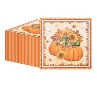 50 servilletas de Acción de Gracias, servilletas de papel desechables de calabaza y girasol para decoración de mesa de cosecha, cenas de otoño y entretenimiento de temporada