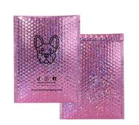 50 sobres acolchados de burbujas personalizados con bolsa de envío impresa para joyería, sobre postal para maquillaje, paquete de ropa, láser rosa, 23 x 29 cm