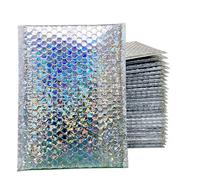 50 sobres de correo plateados con láser, bolsa de mensajería impermeable, sobres acolchados de burbujas, bolsa de embalaje para envío-15X20cm, 50 unidades