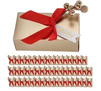 50 unidades de cajas de regalo para recuerdos de boda con lazo, cajas de papel color champán dorado para dulces y souvenirs de fiestas nupciales, elegantes cajitas pequeñas para (boda pequeño lazo