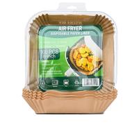 500 Hojas de Papel Desechable para Freidora de Aire 20-24 cm, Cuadrado Adaptable, Apto para Horno, Microondas y Vaporera, Grado Alimenticio - EnvaseGreen