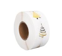 500 Rollo Pegatinas Navideñas Transparentes, 2.5cm Pegatinas Con Forma árbol Navidad Y Copos Nieve Lámina Dorada, Etiquetas Autoadhesivas Para Sobres, Invitaciones Y Regalos