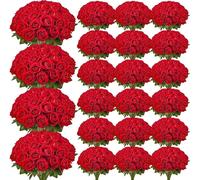 500 rosas rojas artificiales, ramo realista para decoración navideña en el hogar