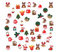 50pcs Mini Adornos Navideños Encantos de Resina con Parte Posterior Plana Suministros para Manualidades Navideñas Adornos Navideños Lindos Hacer Manualidades, Adornos Manualidades Bricolaje