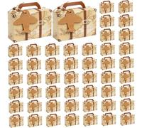 50pcs mini maleta caja 3x1x2 '' cajas de favor de papel con mango y tarjeta de avión Favores de fiesta de cajas de dulces para bodas de cumpleaños Eventos temáticos Estilo 2 ..
