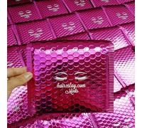 50PCS Sobres publicitarios acolchados de burbujas personalizados con bolsa de envío impresa para sobres postales de joyería para paquete de ropa de maquillaje-Rosa fuerte-20x25cm