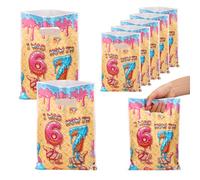 50uds 67 Cumpleaños Regalo Bolsas, Divertido I Was 6 Now I'm 7 Meme Fiesta Bolsa con Asas Seis Helado Tema Siete Bolsa de Golosinas para Séptimo Cumpleaños Fiesta Suministros