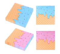 50uds Servilletas Fiesta de Helado Verano, Servilletas con Chispas Rosas y Azules Doble Estampado Helado Donuts Suministros para Fiestas Decoración Mesa para el Hogar la Cocina