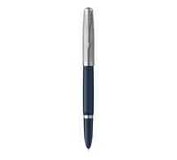 Parker 51 pluma estilográfica | cuerpo azul medianoche con adorno cromado | plumín fino con cartucho de tinta negra | estuche de regalo