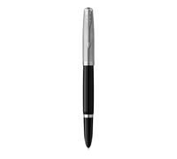 Parker Pens Pluma estilográfica 51 – cuerpo negro, adorno cromado, plumín fino, estuche de regalo
